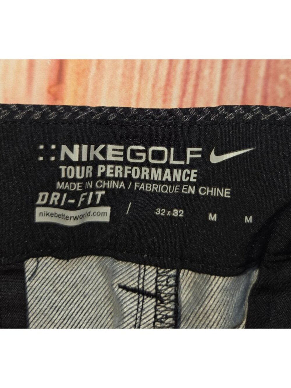 Nike Golf Tour Performance Dri-Fit Pants 32x32 Black Gray Chevron Pattern - Picture 4 of 8